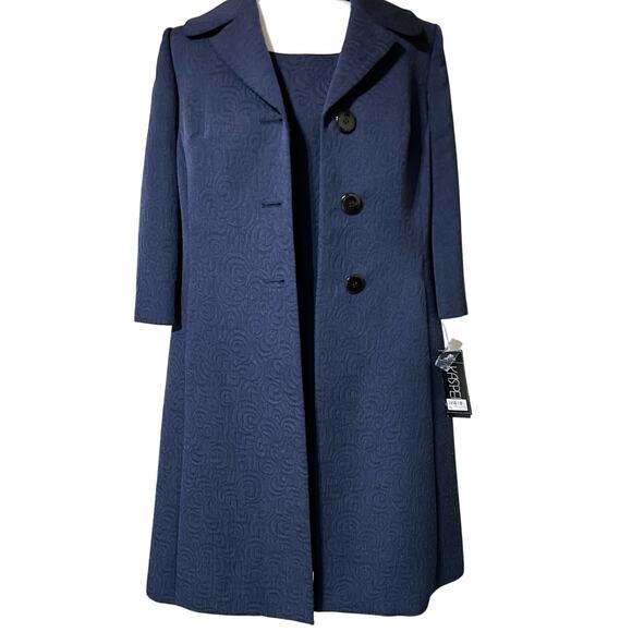 NEW Kasper Women's Crepe Topper Jacket & Sheath Sleeveless Dress Suit Blue 12P - Picture 1 of 9